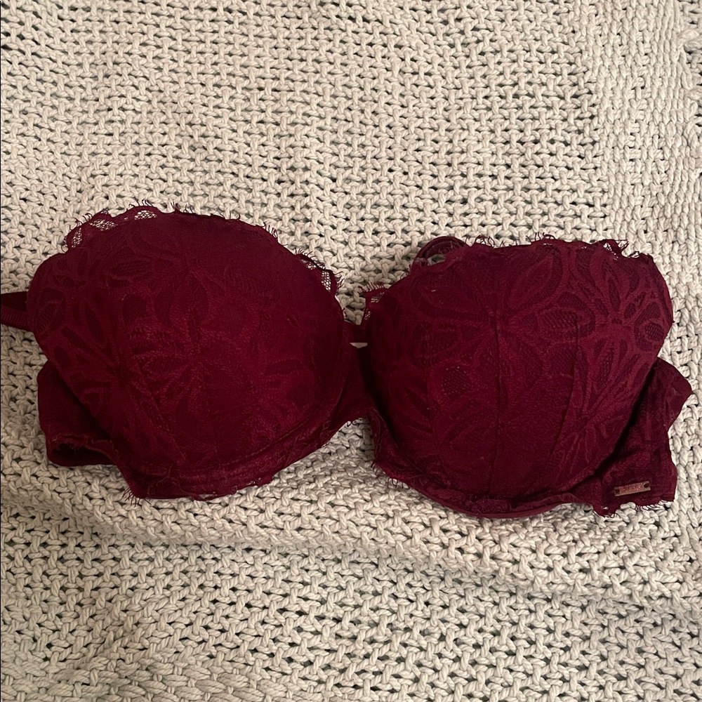 PINK Victoria's Secret Burgundy Lace Bra